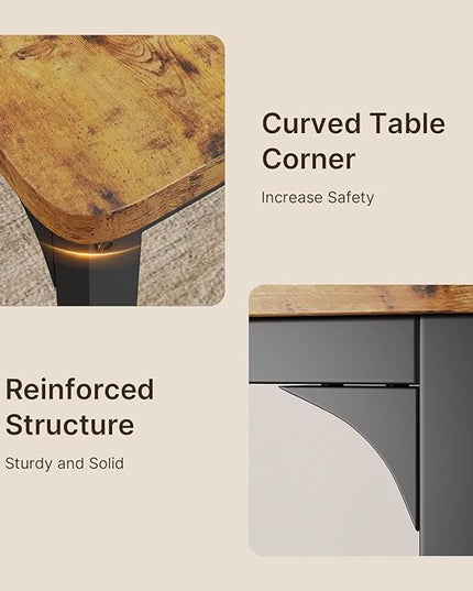 Gizoon Dining Table Set for 6, Kitchen Table Chairs Set of 6, 7 Piece Kitchen Table Set with 6 Upholstered PU Leather Chairs for Dining Room, Living Room, Apartment, Small Space, Retro