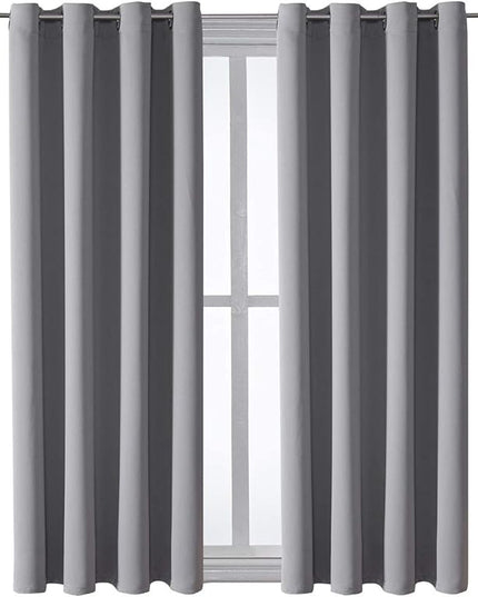 ChrisDowa Grommet Blackout Curtains for Bedroom and Living Room - 2 Panels Set Thermal Insulated Room Darkening Curtains (Light Grey, 52 x 63 Inch)