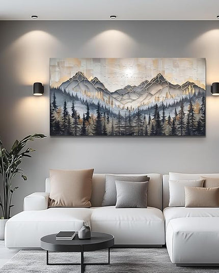 PHAOHUAXM Large Canvas Wall Decor For Bedroom Large Wall Art For Living Room Dining Room Modern Office Abstract Ink-Wash Landscape Mountain Wall Pictures Artworks Home Decor Ready To Hang 30"X60"
