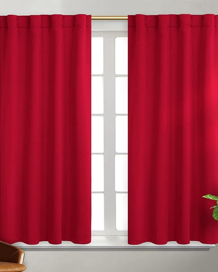 BGment Blackout Curtains for Bedroom - 54 Inch Rod Pocket and Back Tab Thermal Insulated Room Darkening Curtains for Living Room, 2 Curtain Panels (38 x 54 Inch, Red)