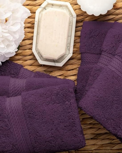 Superior Egyptian Cotton Pile Face Towel/Washcloth Set of 6, Ultra Soft Luxury Towels, Thick Plush Essentials, Absorbent Heavyweight, Guest Bath, Hotel, Spa, Home Bathroom, Shower Basics, Plum