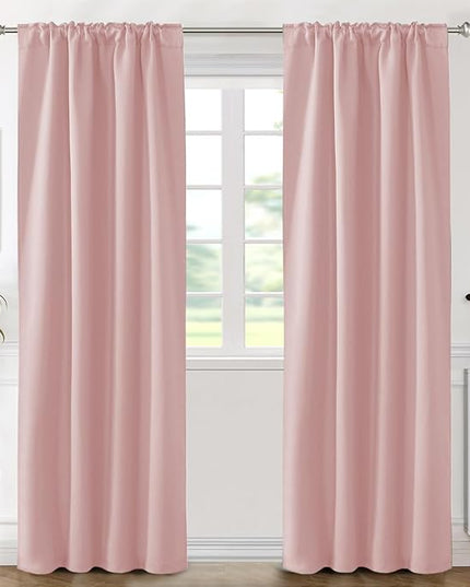 H.VERSAILTEX Blackout Curtains Thermal Insulated Window Treatment Panels Room Darkening Blackout Drapes for Living Room Back Tab/Rod Pocket Bedroom Draperies (2 Panels, Baby Pink, 42 x 84 Inch)