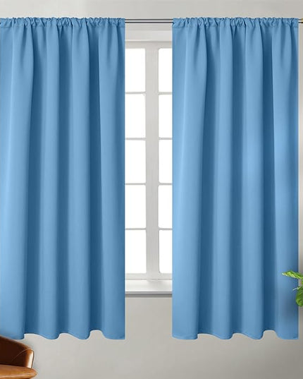 BGment Rod Pocket and Back Tab Curtains for Bedroom - Thermal Insulated Room Darkening Curtains for Living Room, 2 Window Curtain Panels (42 x 63 Inch, Sky Blue)
