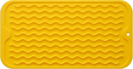 Silicone Dish Drying Mat for Multiple Usage,Easy clean,Eco-friendly,Heat-resistant Silicone Mat for Kitchen Counter or Sink,Refrigerator or Drawer Liner Yellow S 12 inches x 6 inches