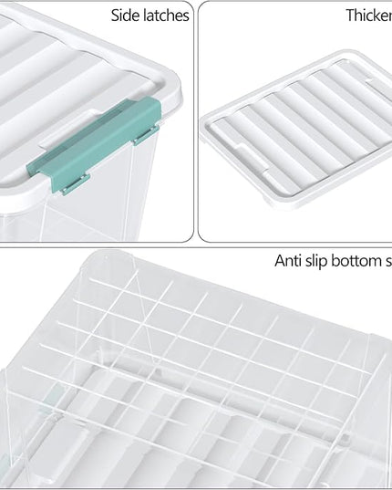 Readsky 4 Packs Clear Storage Latch Boxes, 20 Quart Plastics Storage Bins with Lids, Stackable