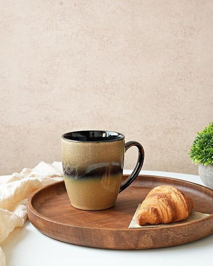 Bosmarlin Ceramic Coffee Mug Set of 4, 17 Oz, 4 Colors to Choose, Tea Cups, Dishwasher and Microwave Safe, Reactive Glaze (Walnut)