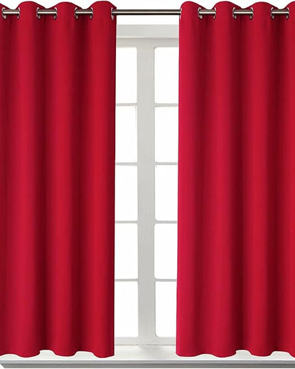 BGment Room Darkening Curtains 45 Inches Long - Grommet Thermal Insulated Drapes Window Treatment Curtains for Bedroom, 2 Panels, 52 x 45 Inch, Red