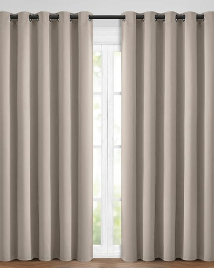 Yakamok Blackout Curtains Room Darkening Thermal Insulated Window Panels,Solid Grommet Top Drapes for Bedroom/Living Room(62Wx96L, Natural, 2 Panels)