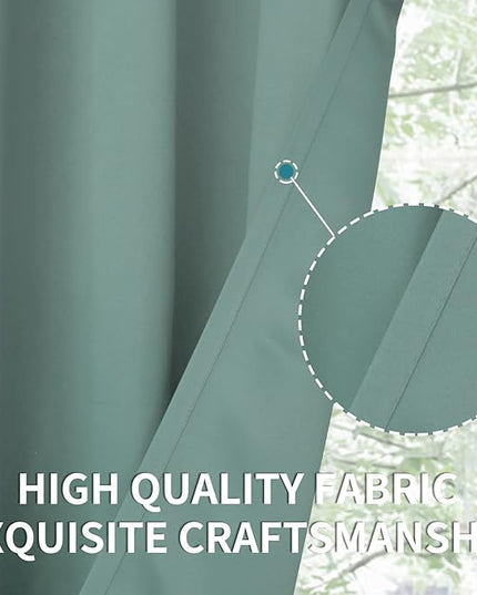 BGment Blackout Curtains - Grommet Thermal Insulated Room Darkening Bedroom and Living Room Curtains, Set of 2 Panels (52 x 95 Inch, Frosty Green)