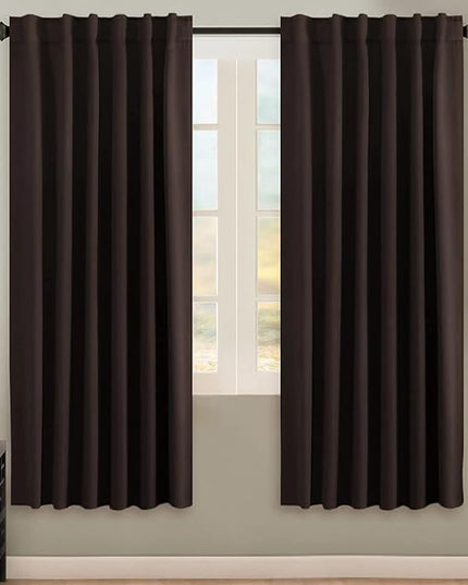 H.VERSAILTEX Blackout Curtains Thermal Insulated Window Treatment Panels Room Darkening Blackout Drapes for Living Room Back Tab/Rod Pocket Bedroom Draperies, 52 x 72 Inch, Chocolate Brown, 2 Panels