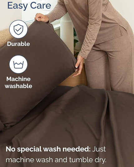 Extra Deep King Sheet Set - 6 Piece Breathable and Cooling Sheets - Hotel Luxury Bed Sheets Set - Easy & Secure Fit - Soft, Wrinkle Free and Comfy Sheets Set - Brown Sheet Set with Extra Deep Pockets