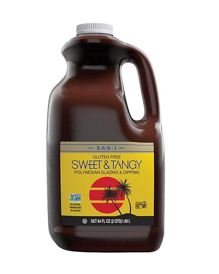 San-J - Gluten Free Sweet & Tangy Sauce - Well-balanced Sauce for Cooking - Non-GMO - 64 oz. Container