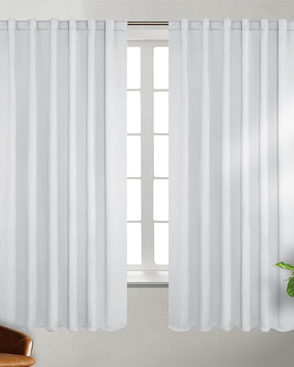 BGment White Curtains for Bedroom - Rod Pocket and Back Tab Thermal Insulated Room Darkening Curtains for Living Room, 2 Panels Set, 52 x 72 inch, Greyish White