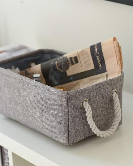 TheWarmHome Large Storage Bins Basket, 2 Pack Grey Fabric Storage Cubes for Changing Table Nursery Livingroom Kidsroom Playroom Toy, Collapsible Storage Baskets for organizing Shelves Closet