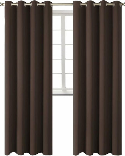 BGment Blackout Curtains for Bedroom - Grommet Thermal Insulated Room Darkening Curtains for Living Room, Set of 2 Panels (52 x 95 Inch, Brown)