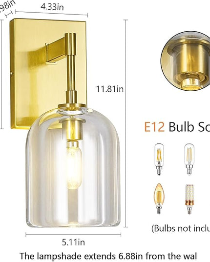 Modern Crystal Wall Sconces Indoor Gold Wall Lamp Vanity Wall Lighting for Bathroom Bedroom Living Room Stair（1Pack）