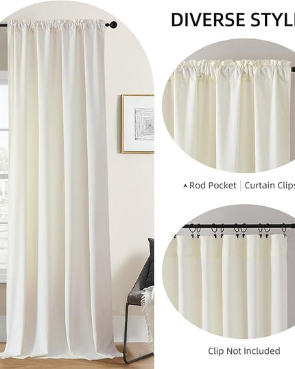 Joydeco Customized Velvet Curtains for Bedroom and Living Room, Heavy Duty Luxury Thermal Insulated White Velvet Curtains Rod Pocket 1 Panel, Custom Size