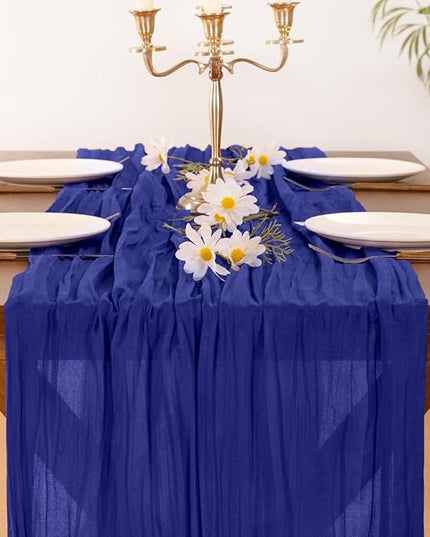 Socomi 10pcs Royal Blue Cheesecloth Table Runner Boho Rustic Gauze 120 inch 10FT Cheese Cloth Runner for Wedding Party Baby Shower Birthday Home Decor Holiday Decorations