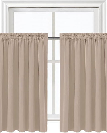 DWCN Blackout Curtains for Living Room Thermal Insulated, Energy Saving & Noise Reducing Bedroom Curtains, Camel, W 60x L 36 Inch, Set of 2 Rod Pocket Curtain Panels