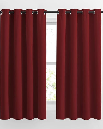 NICETOWN Burgundy Red Blackout Draperies Curtains - Thermal Insulated Solid Grommet Blackout Curtains/Panels/Drapes for Present (1 Pair, 52 by 63-Inch)
