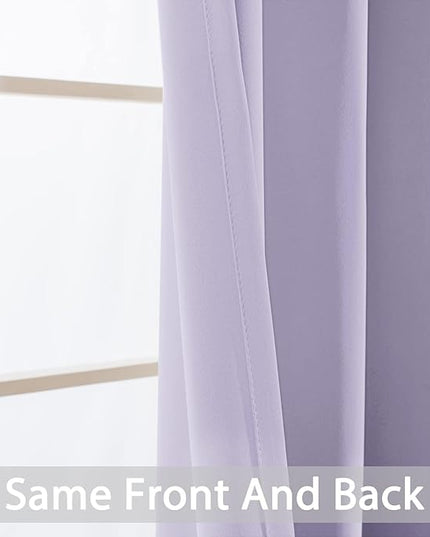 Yakamok Blackout Curtains Room Darkening Thermal Insulated Window Panels,Solid Grommet Top Drapes for Bedroom/Living Room(42Wx72L, Lilac, 2 Panels)