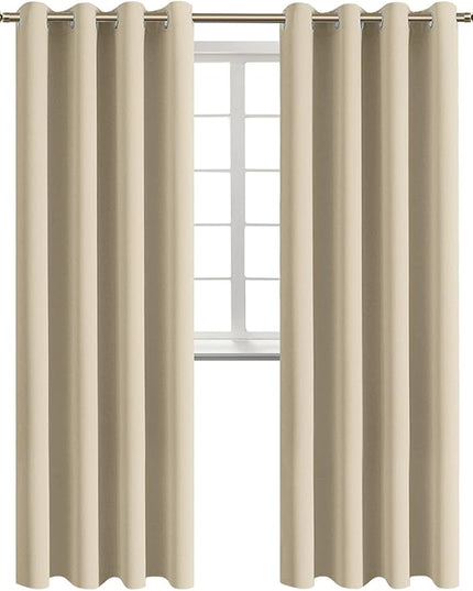 BGment Room Darkening Curtains 120 Inches Long - Grommet Thermal Insulated Drapes Window Treatment Curtains for Bedroom, 2 Panels, 52 x 120 Inch, Beige