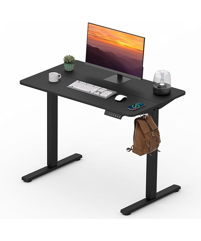 Adjustable Stand Up Desk Standing Desk, 40x24 Inches Home Office Desks with Memory Preset Computer Workstation, Splice Black Top + Black Frame