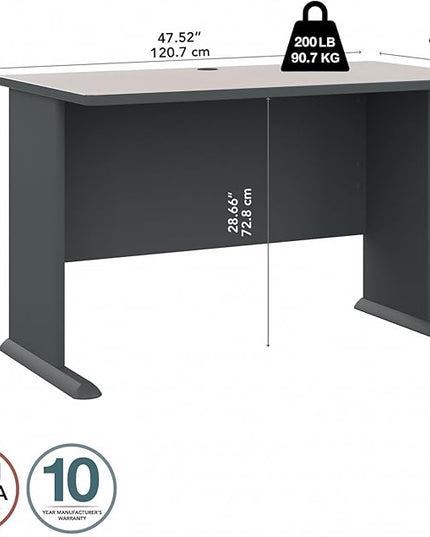 Bush Business Furniture Series A 48W Computer Desk in White Spectrum and Slate, Small Office Table for Home or Professional Workspace