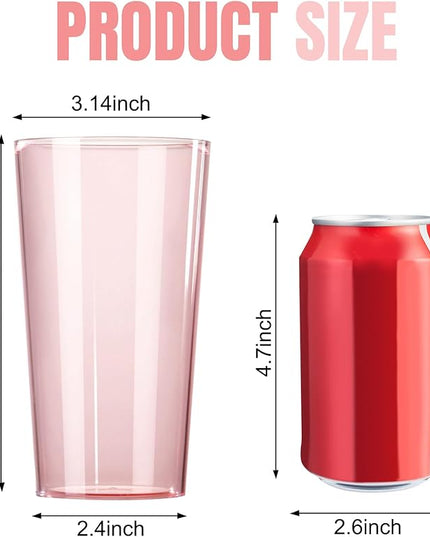 Liacere Plastic Drinking Glasses Set of 12-18oz Highball Pink Reusable Plastic Glasses Colors, Water Glasses Cups,Tumbler Glassware Set for Beer, Juice, Cocktail, Milk for Mother's Day Valentine’s Day