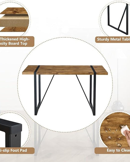 Dining Table Set for 6，Dinner Table Set for 6，55'' Kitchen Table and Suede Nap Fabic Chairs Set of 6，7 Piece Dining Table Set for Kitchen Dining Room