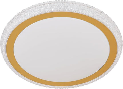 16 Inch Golden Crystal LED Flush Mount Light Fixtures, 24W Dimmable Modern Ceiling Lights, 3000K/4000K/5000K Adjustable Lamps for Bedroom, Kitchen, ETL Listed