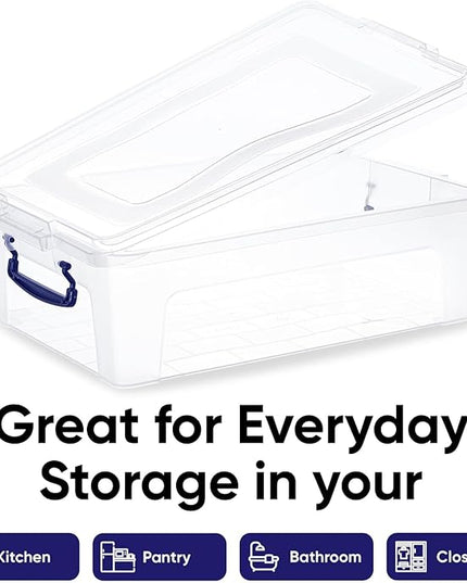 Superio Storage Bins with Lids, Clear Plastic Containers for Organizing, Stackable Totes, BPA Free, Odor Free, Organizer Boxes for Home, and Dorm (2 Pack, 22.7 Qt)