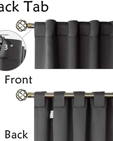 BGment Rod Pocket and Back Tab Blackout Curtains for Bedroom - Thermal Insulated Room Darkening Curtains for Living Room, 2 Window Curtain Panels (52 x 95 inch, Dark Grey)