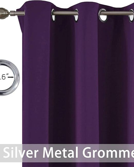 Yakamok Blackout Curtains Room Darkening Thermal Insulated with Grommet Window Curtain for Bedroom, 38 x 63 inch,Purple, 2 Panels