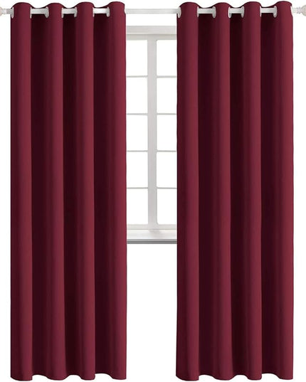BGment Blackout Curtains for Bedroom - Grommet Thermal Insulated Room Darkening Curtains for Living Room, Set of 2 Panels, Each 46 x 84 Inch, Burgundy Red