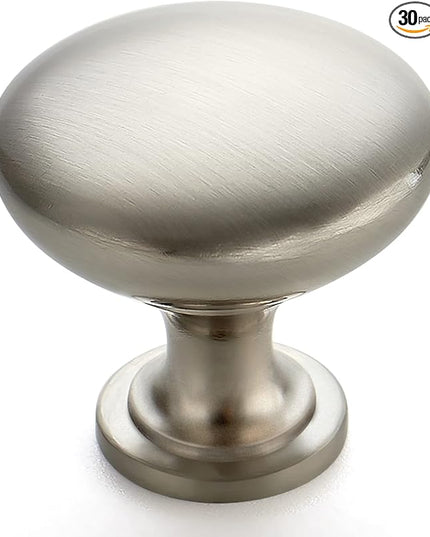Ravinte 30 Pack Brushed Nickel Round Zinc Cabinet Knobs for Kitchen Bathroom Closet Dresser Cabinets