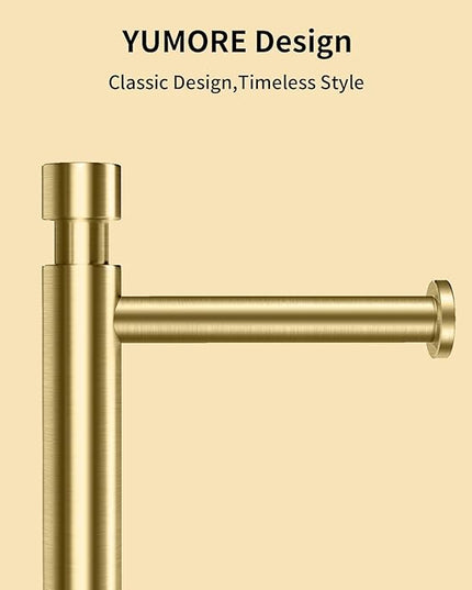 YUMORE Toilet Paper Holder Stand Freestanding, Weighted and Sturdy Stainless Steel Design with Non-Slip Cap, Gold Rustproof Tissue Roll Holder for Modern Bathroom, RV