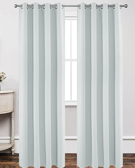 Joydeco White Curtains 120 Inches Long 2 Panels Set, Thermal Insulated Long Curtains& Drapes 2 Burg, Christmas Drapes for Living Room Bedroom Window (W52 x L120 Inch, Greyish White)