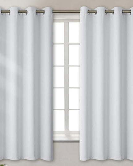 BGment Room Darkening Curtains for Bedroom - Grommet Thermal Insulated Window Treatments Light Blocking Curtains for Living Room, Set of 2 Panels, Each 46 x 63 Inch, Greyish White