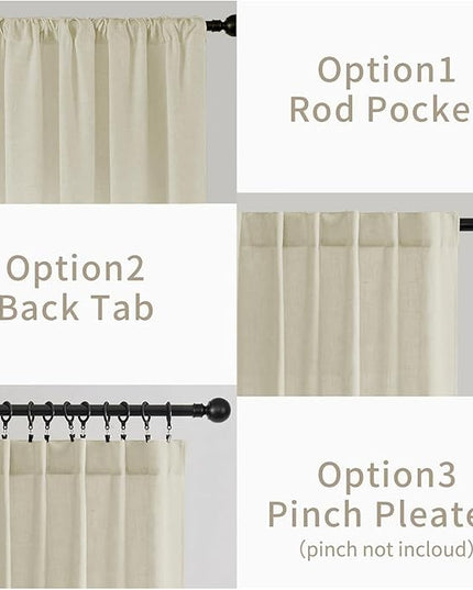 Joydeco Linen Curtains 84 Inch Length 2 Panels Set, Light Filtering Curtains for Bedroom Living Room,Linen Blend Drapes 52 Inches Wide with Back Tab Rod Pockets (W52 x L84 Inch, Natural)