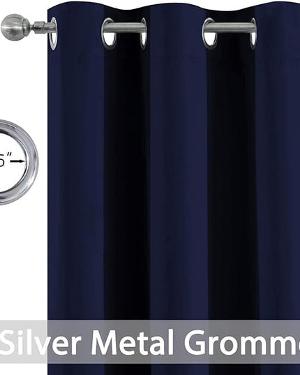 Yakamok 36 Inch Blackout Curtains for Kitchen, Sunlight Block Energy Saving Drapes for Bedroom Bathroom Room Darkening Window Treatment Panels, Navy Blue, 52Wx36L, 2 Panels