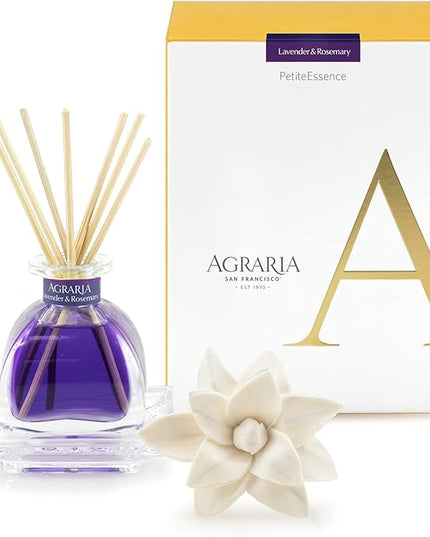AGRARIA PetiteEssence Flower and Reed Diffuser Set, Hand Crafted Sola Flower Botanical Home Fragrance Set, Scented Oil Gift for All Occasions