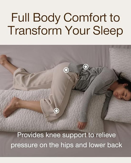 Coop Home Goods Original Adjustable Body Pillow (20x54) and Ultra-Tech Waterproof Pillow Protector Bundle for Pregnancy, Full Body Support for Side Sleepers with Memory Foam & Washable Cover