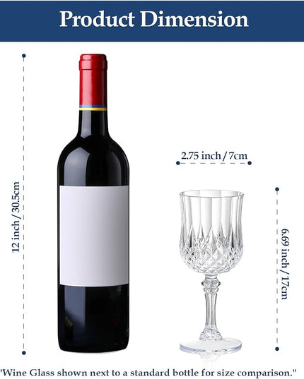 XUWAIDSGN 24 Pcs 7oz Plastic Vintage Wine Glasses Drinking Glasses Unbreakable Wedding Glassware Crystal Water Goblets Reusable Drinkware Vintage Champagne Flutes (24, Clear)