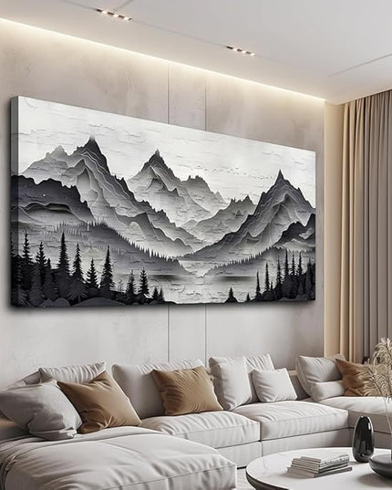 ZUITINGHUA Canvas Wall Art For Living Room Large Wall Decor For Office Bedroom Decorations Black Mountains Landscape Pictures Farmhouse Painting Artwork Room Wall Mural Aesthetic Home Decor 30x60 In