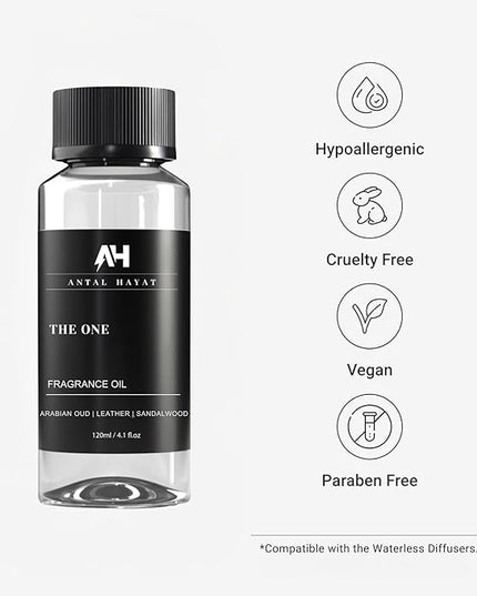 The One Hotel Scent Diffuser Oil 120ml - Aromatherapy Fragrance Inspired by 5-Star Hotels - Notes of Cardamom, Leather, Lemon, Cinnamon & Sandalwood - Inspired by Luxury Hotel The One Diffuser Scent