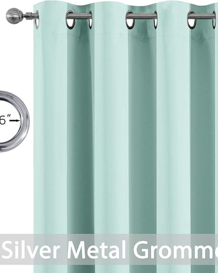 Yakamok Treatment Blackout Thermal Insulated Room Darkening Solid Grommet Curtains/Drapes for Bedroom,Bonus 2 Tie Backs Included (Aqua,52x84-inch)