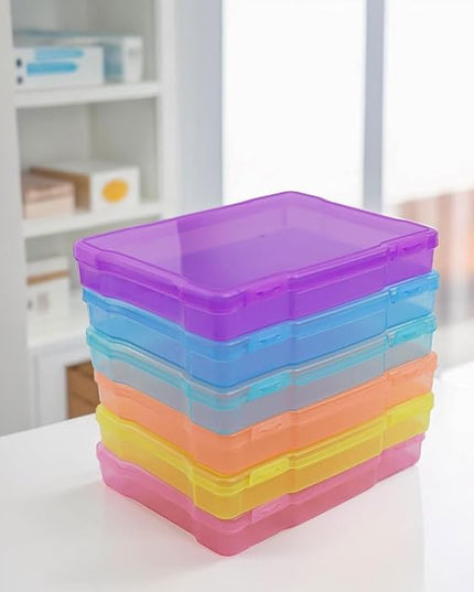 5X7 Inch Photo Storage Box Craft Keeper Cases, Clear Acid-Free Picture Keeper With Secure Snap Closure, Colorful For Organizing Photos, Scrapbooking And Memories, Home & Office Use