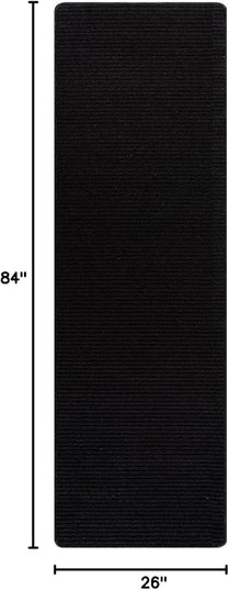 Beverly Rug Non-Slip Modern Runner Rug 2x7 Solid Traditional Rubber Backing Machine Washable Soft Thin Indoor Area Rugs for Living Room Stain Resistant Non Shedding Casual Carpet (2 x 7 Black)