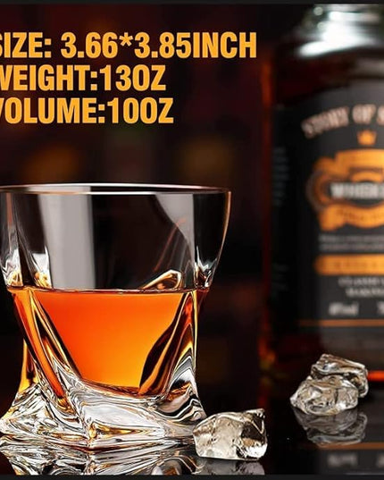 Old Fashioned Whiskey Glasses 10 OZ Rocks Glasses Set of 6, Gift Box - Barware For Bourbon, Scotch, Rum glasses, for Men Women
